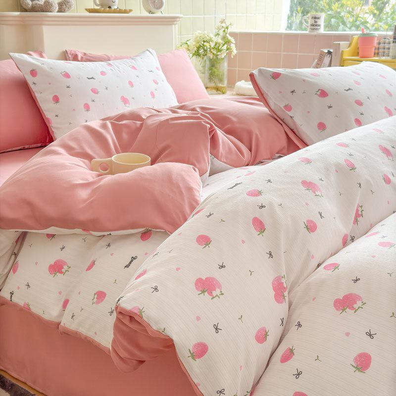 Class A Double Layer Gauze Bedding Set: Bubble Comforter Cover with Washed Cotton for Student Dorms, 3 or 4 Pieces.