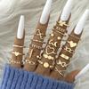 Cross Border Jewelry Cool Style Golden Plain Circle Hollow Ring Personality Simple Geometric Multiple Piece Set Layered Ring Women's Jewelry