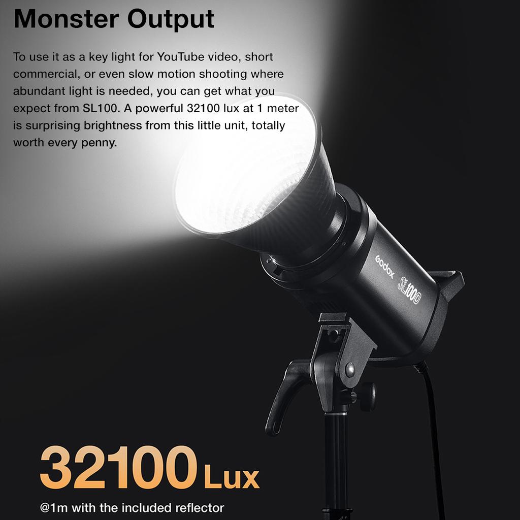 Godox SL100D Compact LED Video Light Photography Fill Light 100W 5600K Built-in 8 FX Lighting