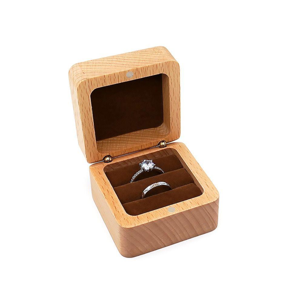 Retro Earrings Display Tray Velvet Ring Earring Holder Wood Rings Box Jewelry Storage Box
