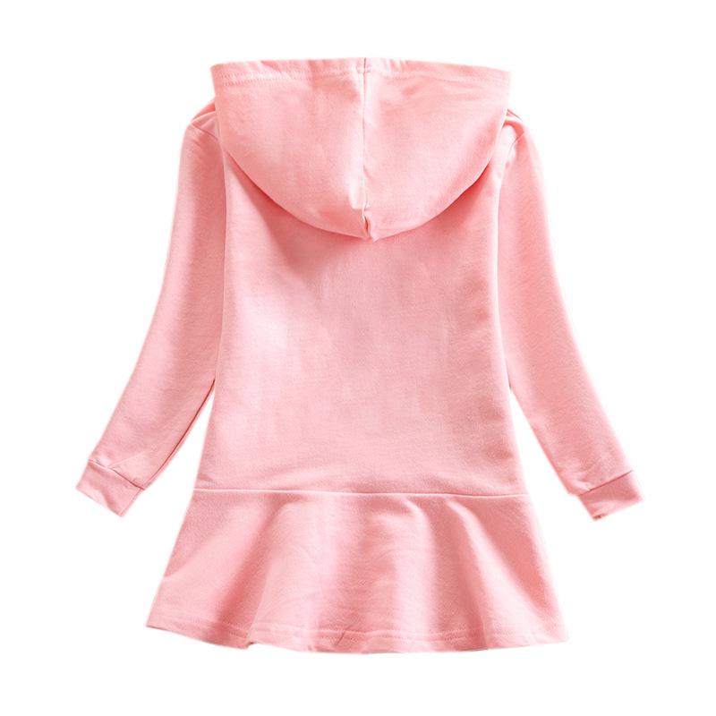 Kpop Demon Hunter Girls' Ruffle Rainbow Hooded Dress - Long Sleeve Princess Style