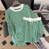 Striped Short Sleeve Women 2Pcs Tracksuit Set Summer Casual Loose Sports Suit T Shirt Shorts Set