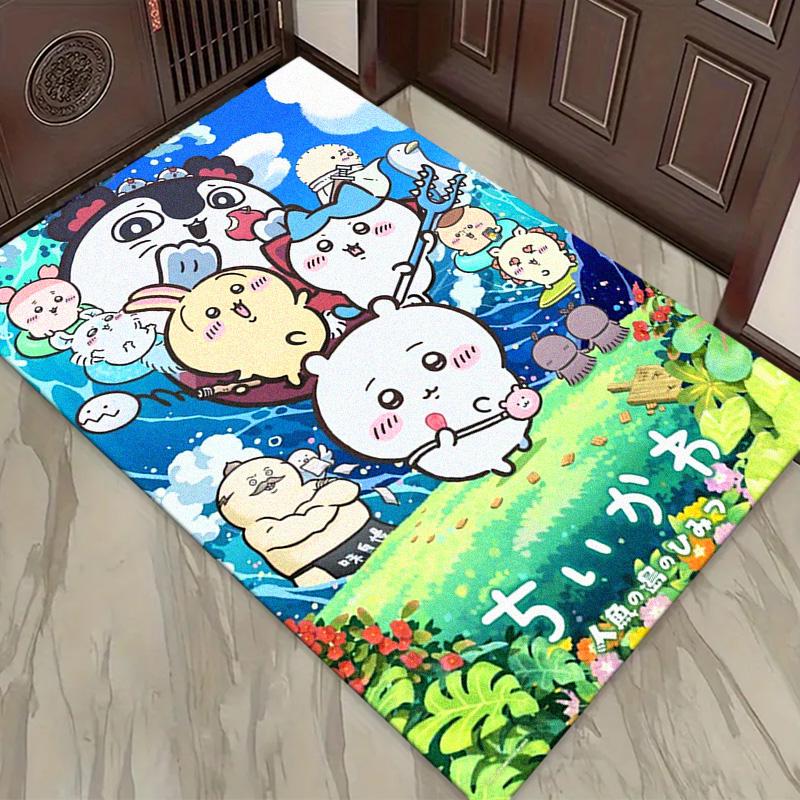 Anime Chiikawa Teppich für Wohnzimmer Schlafzimmer Zuhause Sofadekoration, Kinderspiel Rutschfeste Bodenmatte