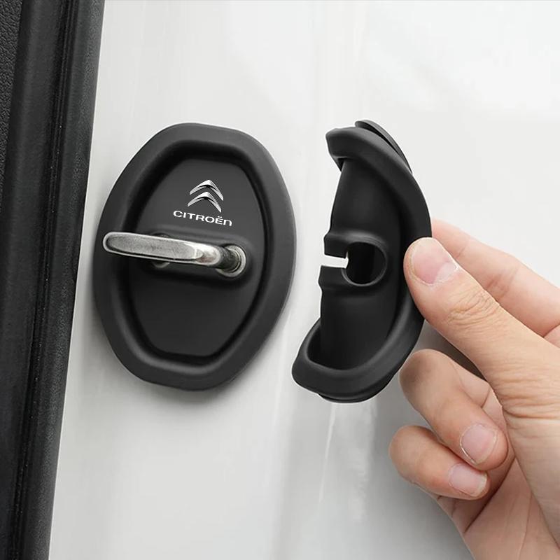 2/4pcs Silicone Car Door Lock Buckle Protector Cover Accessories Sticker For Citroen C1 C2 C3 Grand C4 Picasso C4L VTS C-ELYSEE KW5