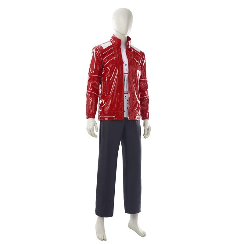Film Michael MJ Beat It Jackson Cosplay Bunda Imitátoři Červená PU Kůže Punk Ležérní Kabát Kalhoty Halloween Divadelní Kostýmy