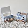 Coastal Wooden Trinket Box Handcrafted Nautical Jewelry Box with Starfish Shells Rustic Decorative Storage Box for Beach Home Decor