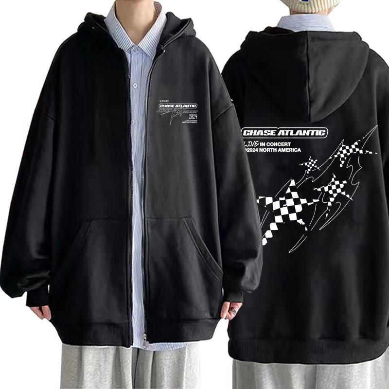 Chase Atlantic Lost in Concert Sweat à capuche zippé Hommes Femmes Décontracté Vintage Fermeture éclair Sweat à capuche Homme Alternative R&B Rock Veste zippée