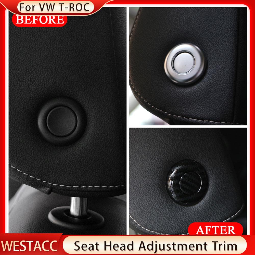 4Pcs/set Car Front Seat Head Adjustment Cover Trim Sticker for Volkswagen VW T-roc Troc 2018    2022