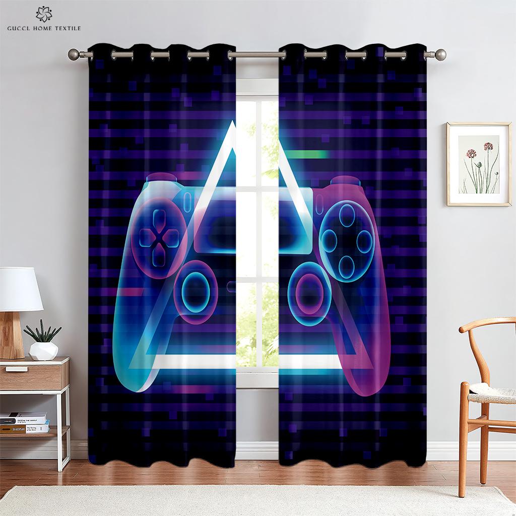 E Sports Room Curtains Cool Game Handle Printed Drapes Dark Cool Rod Pocket Design Game Room Family Room Decoration Can Be Customized