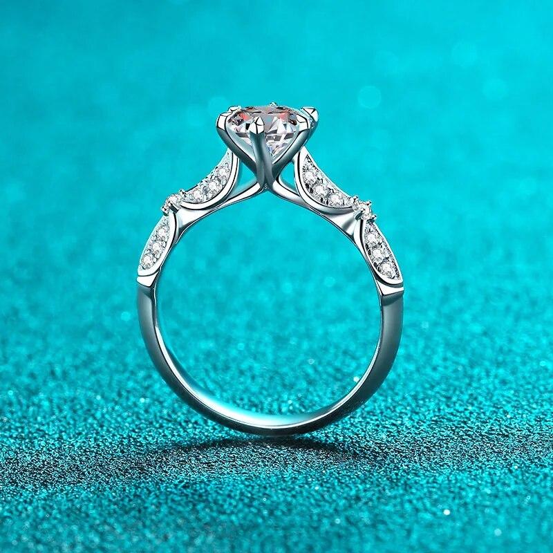 18k Plated 1ct Moissanite Engagement Ring for Women Certified 100% S925 Sterling Silver Wedding Band Jewelry