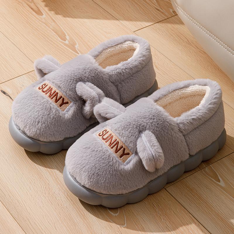 Cotton Slippers Autumn and Winter Home Cotton Shoes Bag Heel Wool Slippers Warm and Velvet Thick-soled Couple Cotton Mop