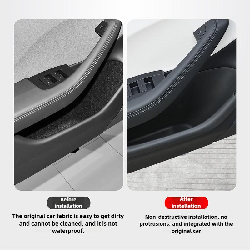 For Tesla Model Y YL Juniper 2025 2026 Door Side Storage Box Fully Covered TPE Front Rear Door Organizer Tray Car Accessories