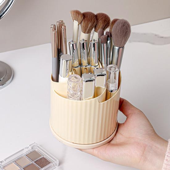 360° otočný držák na štětce na make-up 5 přihrádek Kosmetický organizér Květinový design Rotující štětec na make-up