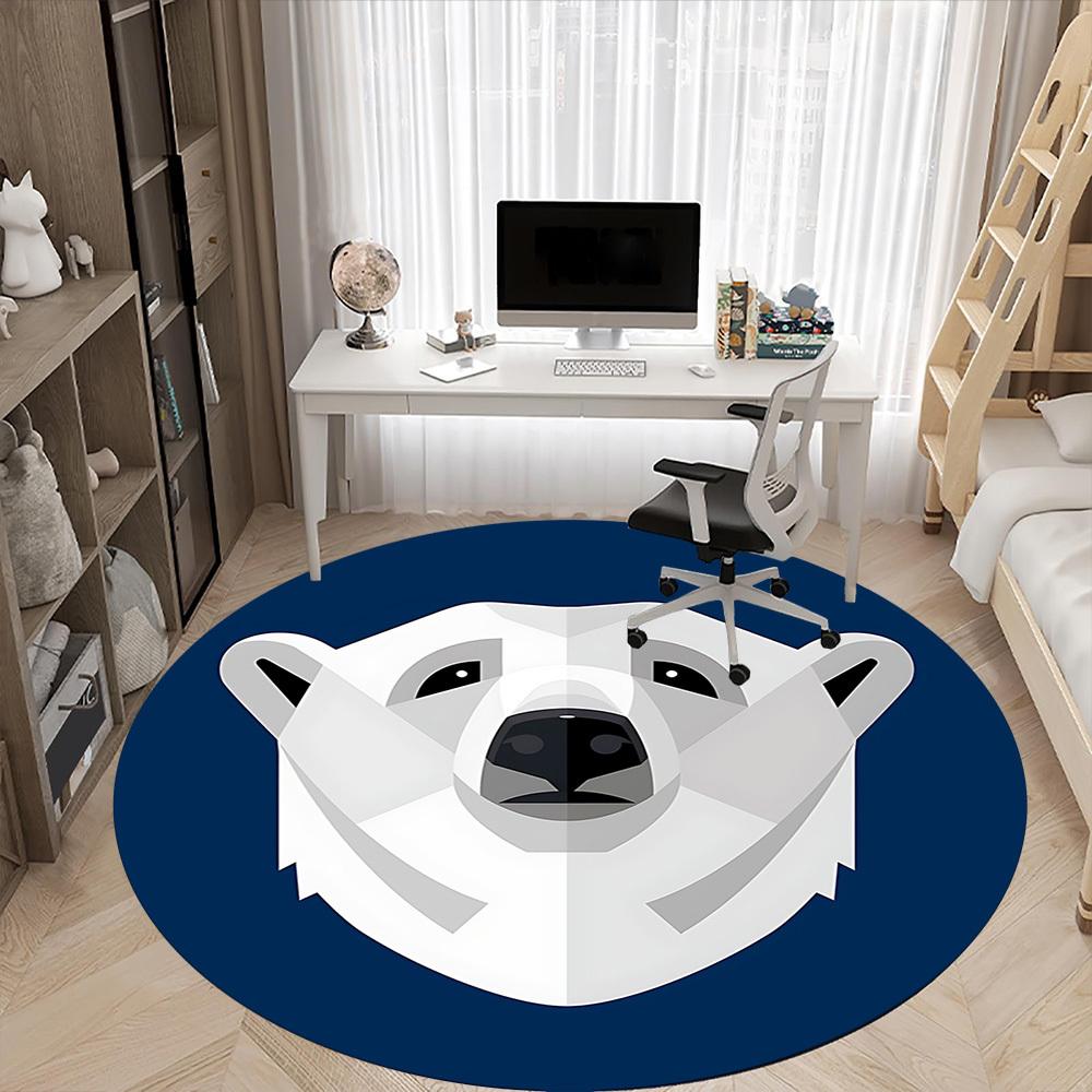 1 Stück Polarbären-Logo Büro Runder Teppich, Unter Bürostühlen Schlafzimmer Wohnzimmer Heimdekoration, Raumdeko