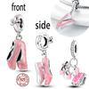Copper Pink Ballet Skates Girls Charms Fit Original Bracelet Necklace Diy Bead For Women Jewelry Make Gift