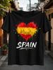 Spain Heart Skyline Graphic Red Yellow FlAg Paint Splash With Historic City Silhouette And Bold Unisex All TShirt