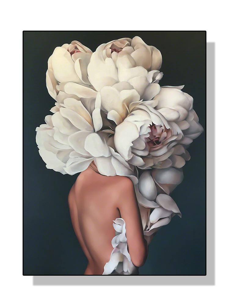 Moderne sexy vrouw bloemen hoofd poster canvas schilderij abstracte mode dame kunst aan de muur voor woonkamer woondecoratie Cuadros