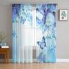 Tier Schmetterling Blume Blau Rose Wasser Wellen Sheer Vorhänge Für Wohnzimmer Schlafzimmer Tüll Fenster Vorhang Voile Organza Vorhänge