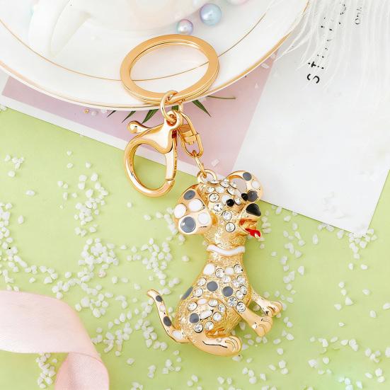 Keychain Pendant Rhinestones-Encrusted Cartoon Puppy Charm Key Chain Strong Lobster Clasp Key Holder Bags Car Decoration