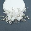 Crystal Wedding Hair Comb Rhinestone Bride Hair Combs White Flower Side Hair Combs Leaf Headpiece Bridal Hair Accessories for Women Girls