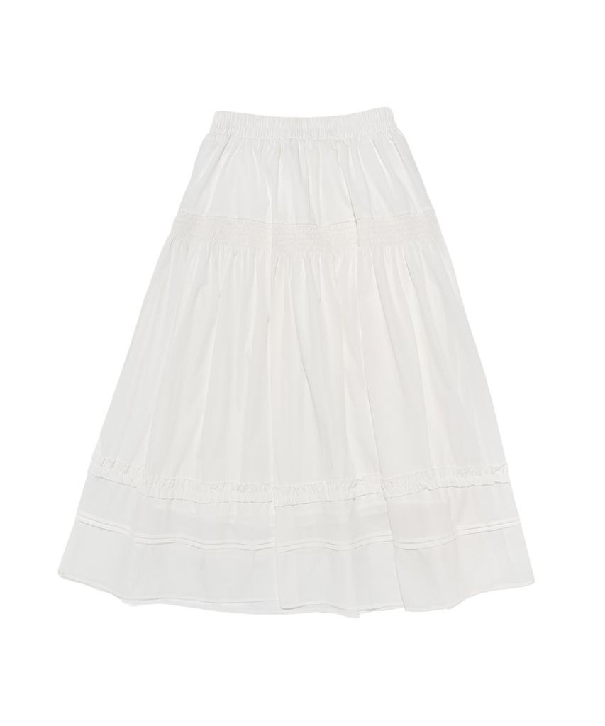 Cargo Bros For Woman Frilled Elastic Long Skirt (White)
