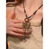 New Ethnic Style Butterfly Ceramic Long Necklace Retro Chinese Style Woven Rope Accessories Temperament Collarbone Chain