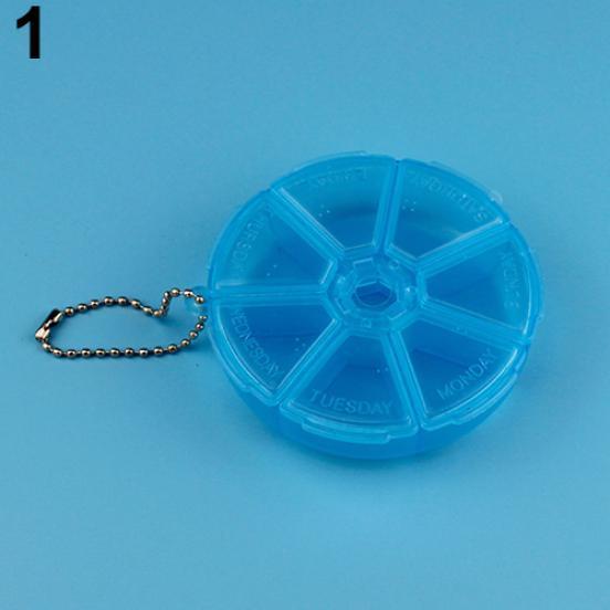 Forme ronde 7 grilles médecine pilule boîte de rangement en plastique distributeur support organisateur