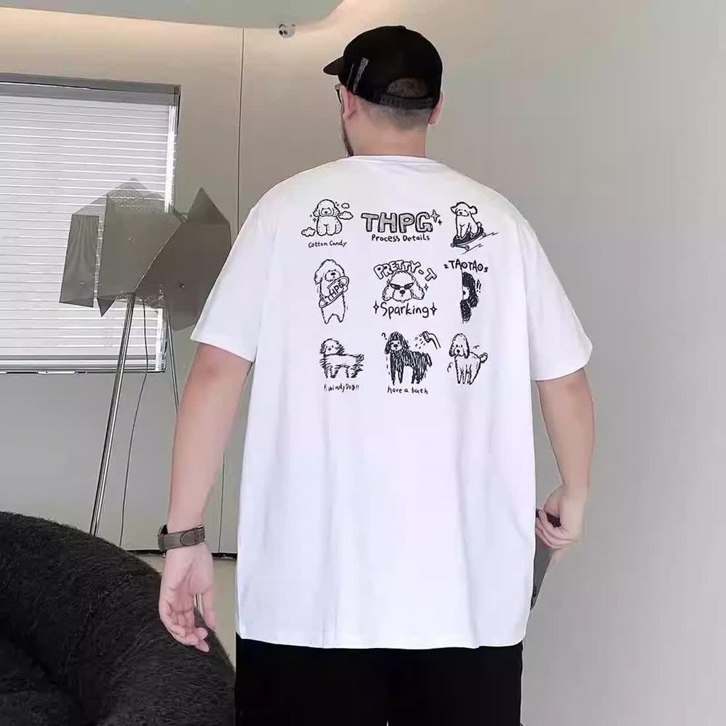 Cartoon Printed Loose Men's Fashion Simple Short Sleeve Top Cotton Comfortable Lightweight Short Sleeve T-Shirt