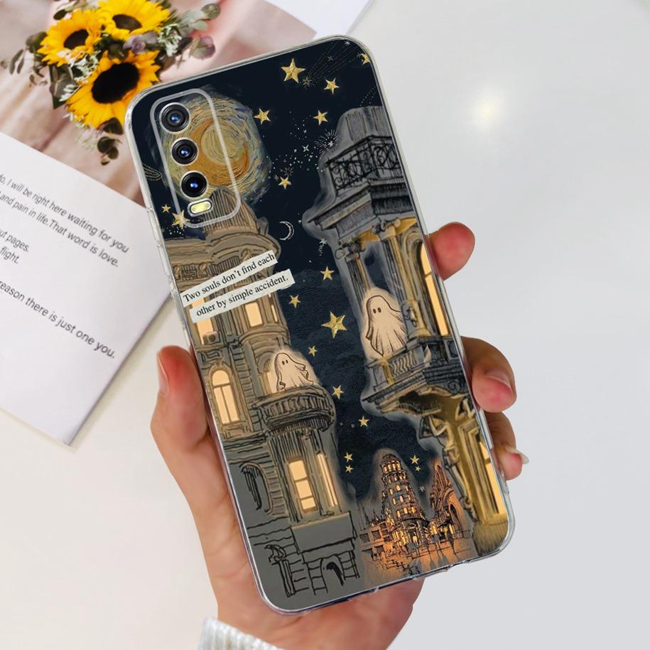 For Vivo Y11s Y12s Case V2028 V2026 V2033 Popular Flower Clear Silicon Back Cover For Vivo Y20 Y20i Y20s V2029 V2027 V2032 Funda