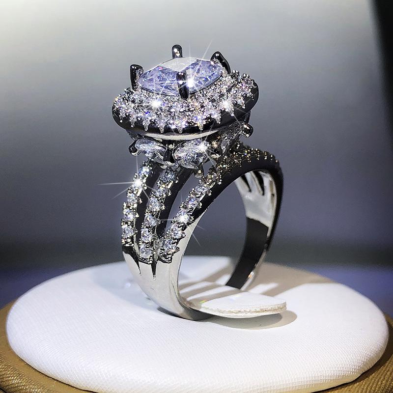 Nieuwe Prinses Vierkante Diamant Zirkonia Ring, Europese en Amerikaanse Micro Gezette Verlovingsring voor Vrouwen