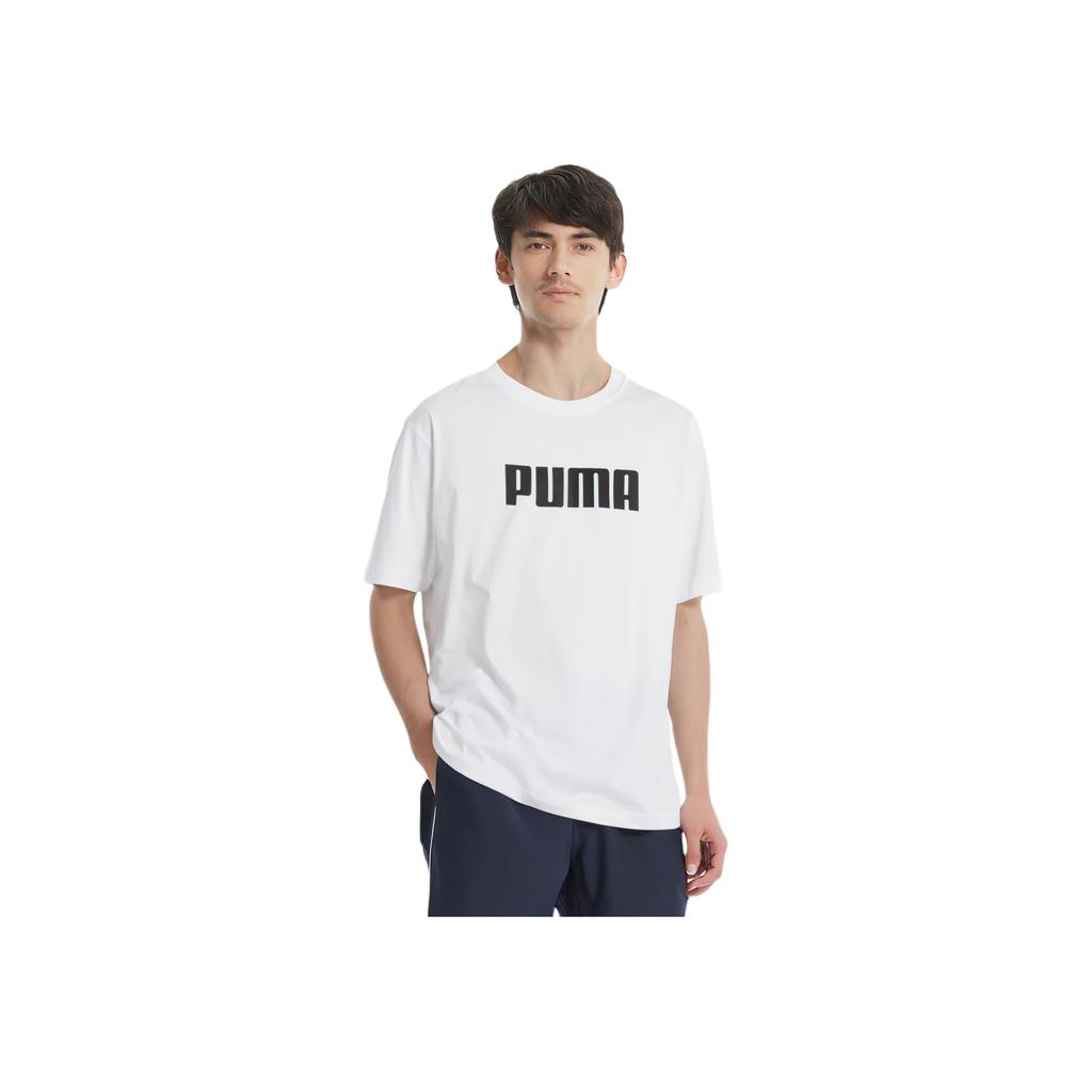 Puma Comfortable Solid Color Logo Print Short Sleeve T-Shirt Men Tops White 690237-02