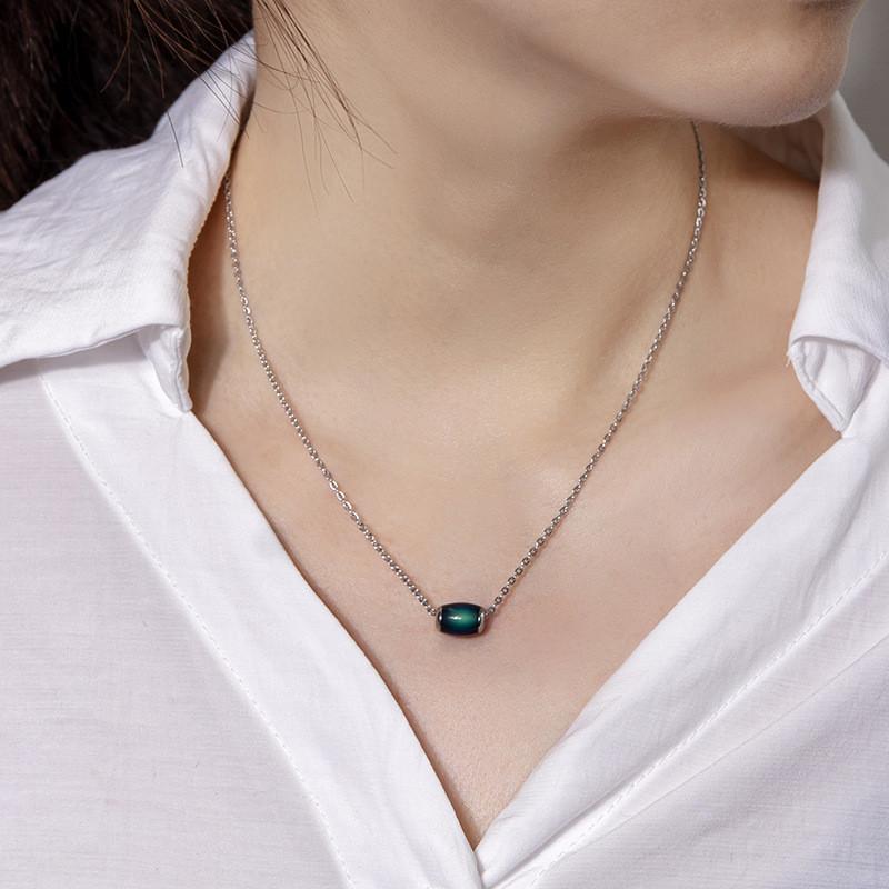 Stimmungs-Halskette Farbwechsel Emotion Gefühl Temperaturkontrolle Glücksperlen Anhänger Kette Schmuck für Frauen Geschenk
