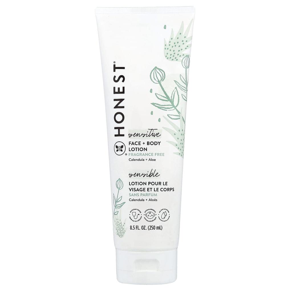 The Honest Company, Sensitive, Face and Body Lotion, Unscented, 250ml (8.5fl Oz)
