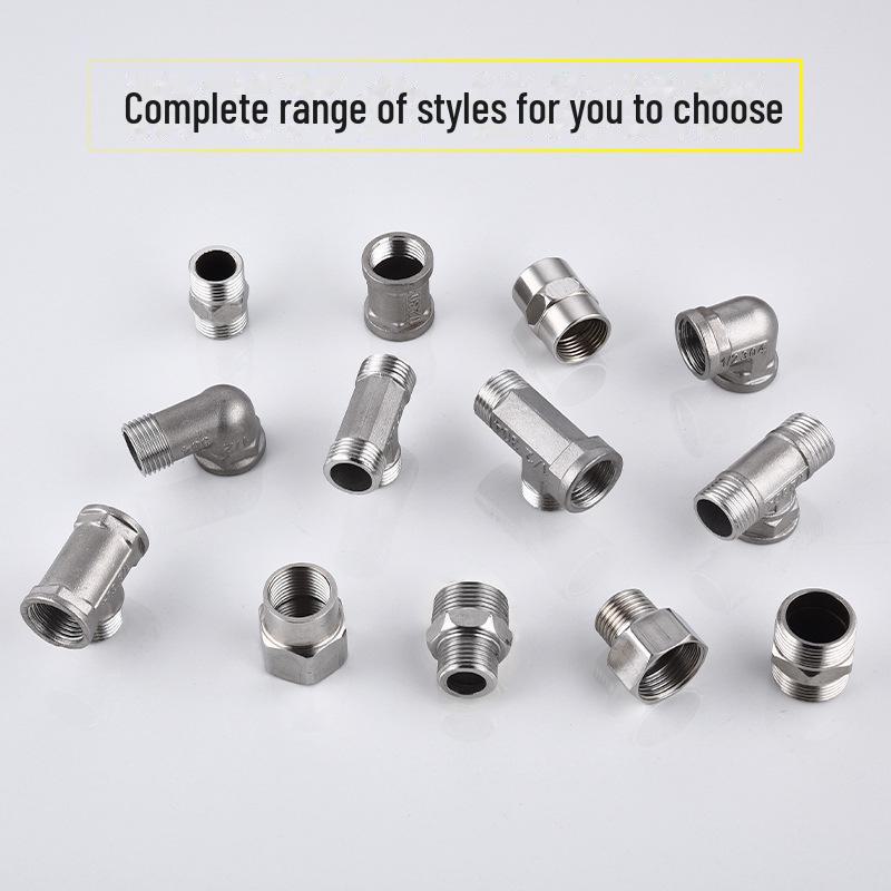 Four-Way Stainless Steel Inner and Outer Thread Elbow Reducer for Water Pipes