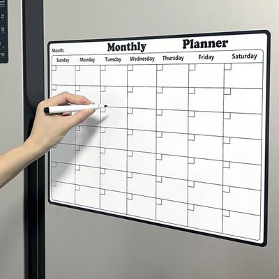 Refrigerator Magnetic Dry-Erase Calendar Reusable Monthly Planner Whiteboard Fridge Magnet Home Office Weekly Schedule Planning Board
