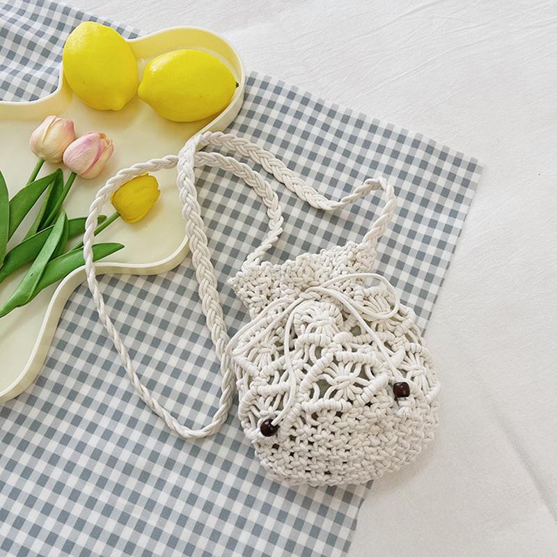 Sommer Neue Wasser Eimer Tasche Koreanische Version Strand Gras Gewebte Tasche Hohl Gewebt Schulter Tasche Umhängetasche Kleine Tasche Mädchen