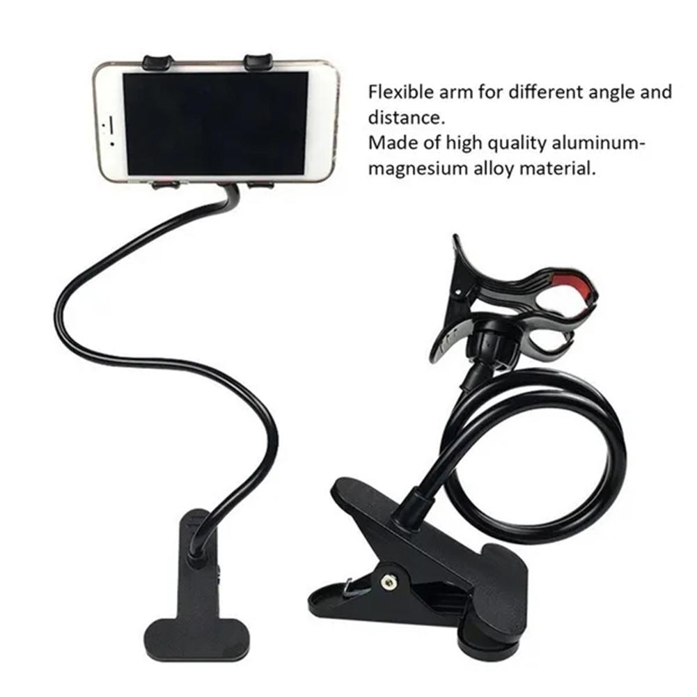 1 st 360° roterbar mobilhållare, flexibelt lat-fäste för säng, skrivbord, universalklämma, stativ för smartphones, handsfree