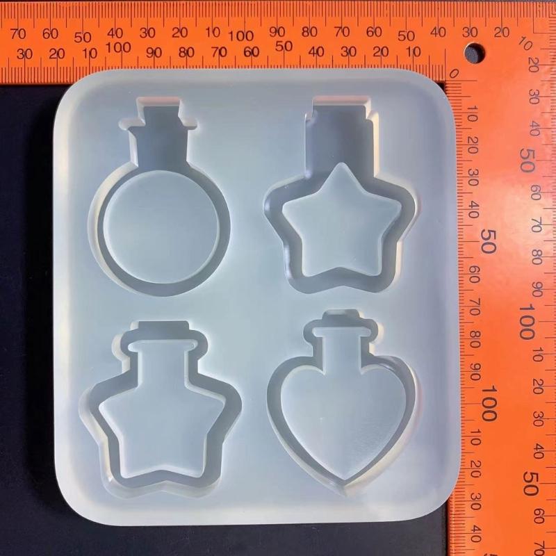 Perfume Bottle Silicone Mold Quicksand Epoxy Casting Molds Resin Shaker Mold DIY Pendant Keychain Jewelry Making Mold