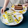 Lemon Pattern Ceramic Dinner Plate Irregular Shape Steak Food Plate Sushi Tray  Western Food