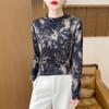 Autumn and Winter Temperament National Style Retro Starry Velvet Printing Bottoming Warm Slim Top