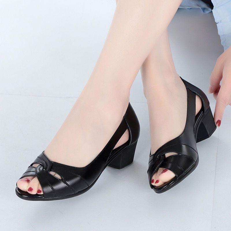 Summer Fish Mouth Sandals with A Casual and Versatile Heel Exposed Toes and Breathable Sandals for One Foot