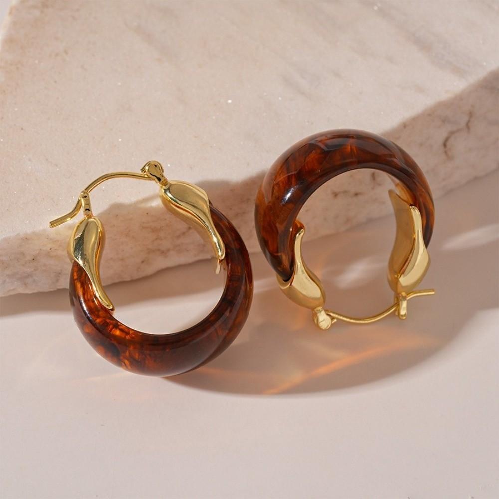 Pendant Amber Color Earrings Light Luxury Fashion Jewelry Vintage Women's Earrings Autumn Winter Temperament Amber Ear Stud