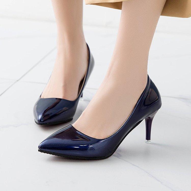 Brand Fashion Woman Shoes Pointed Toe Fine With Heels Shallow Mouth High Heels Patent Leather Summer Pumps Shoeshb46