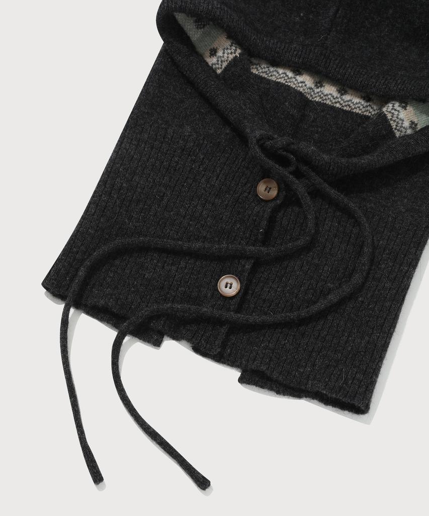 COVERNAT WOMAN Cloverheart Jacquard Angora Balaclava Dark Gray