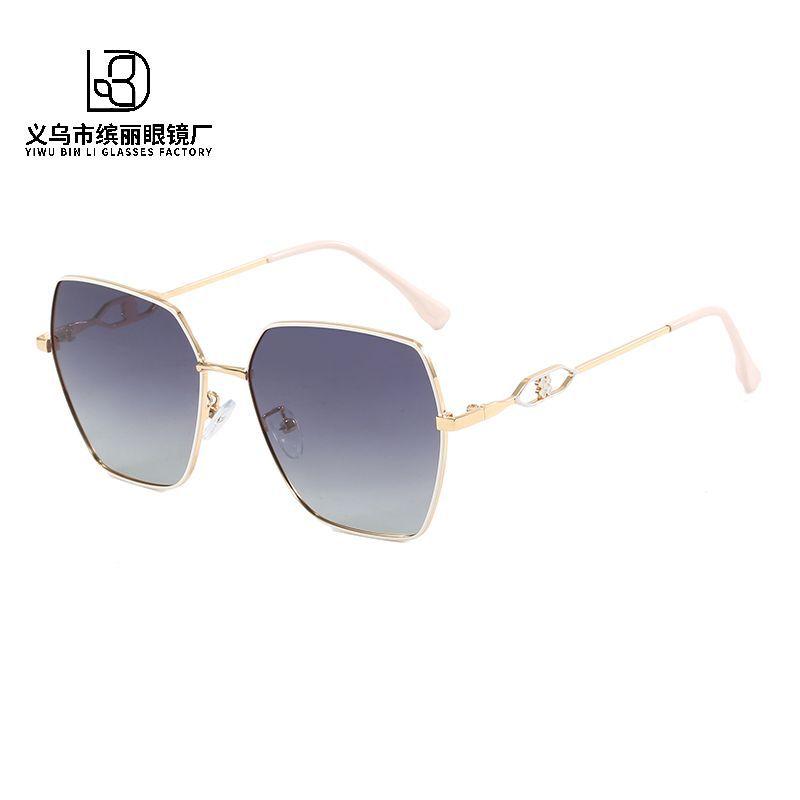 Sunglasses Women'S Summer Sun Protection Polarized Sunglasses Fashion Large Frame Metal Advanced Sense Uv Protection Goggles