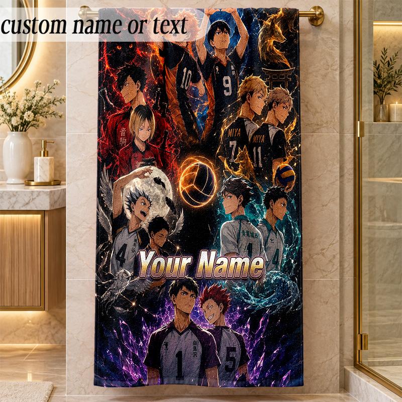 Beach TowelHaikyuu Custom Name Text Personalized Soft Towel for Beach Pool Indoor Home Decor Gift