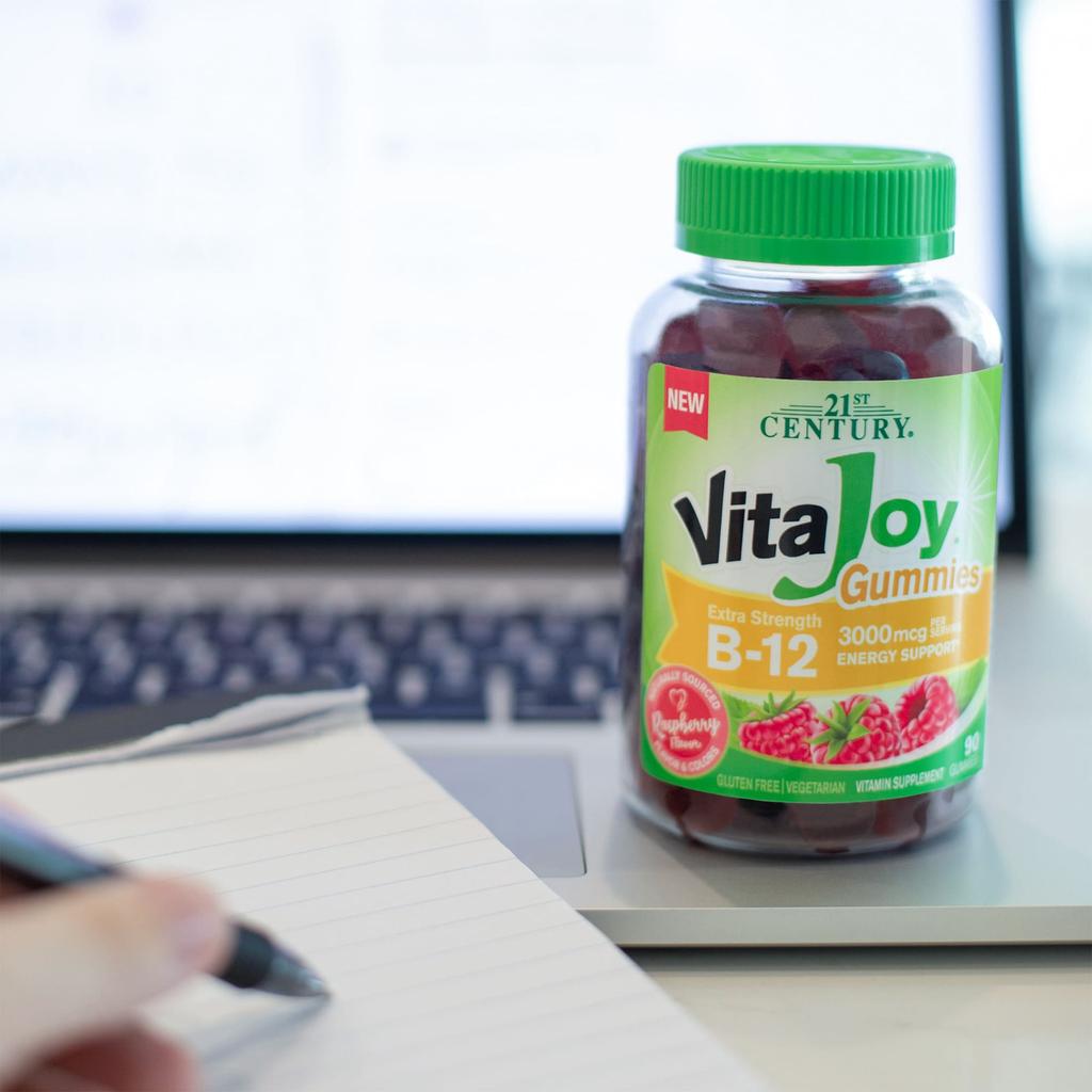 21st Century, Vitajoy Gummies, B-12, Extra Strength, Raspberry Flavor, 3,000mcg, 90 Gummies (1,500mcg Per Gummy)