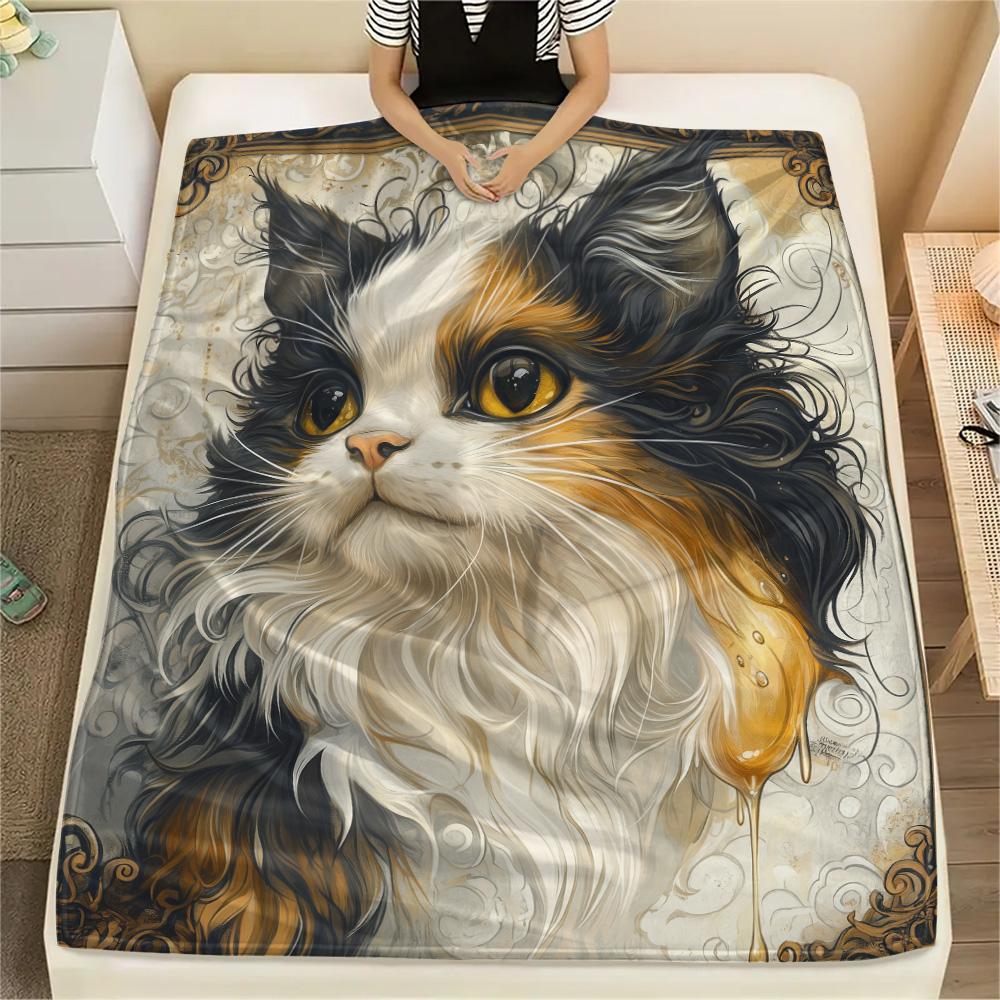 Cute Cats  Print Flannel Blanket, High Quality Comfortable for All Seasons, Home Decor, Warmth and Comfort
