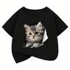 Cute Cat Graphic Kids Tshirts Summer Short Sleeve Tees Cartoon Animal Boys Girls Clothes Kawaii Kitten Tops Y2K Children T-shirt