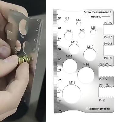 Space Saving Screw Measurement Ruler Silver Gauge Ruler Durable Thread Checker  Home Use
